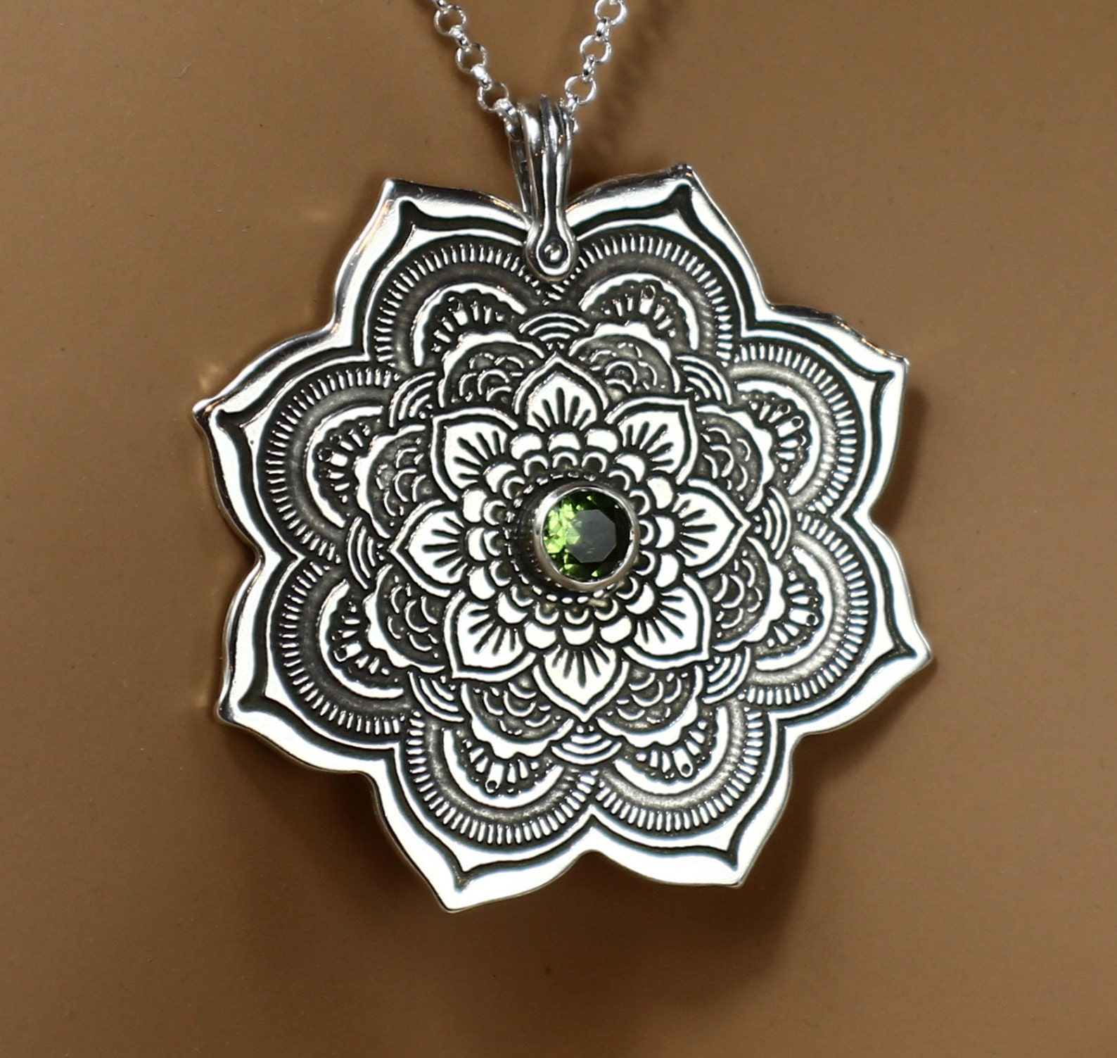 Sterling Silver Mandala Pendant Necklace Statement Necklace Etsy