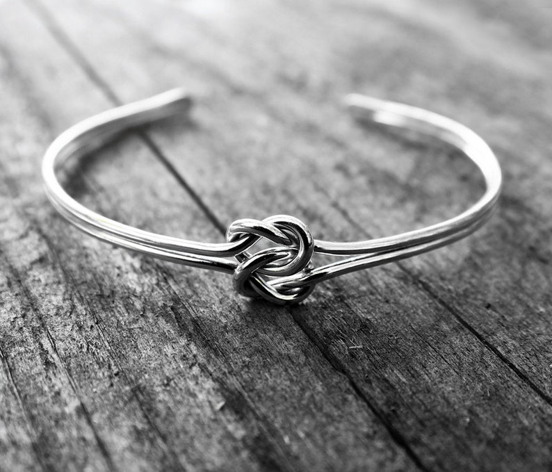 Double Love Knot Cuff Bracelet Sterling Silver Bridesmaid Etsy