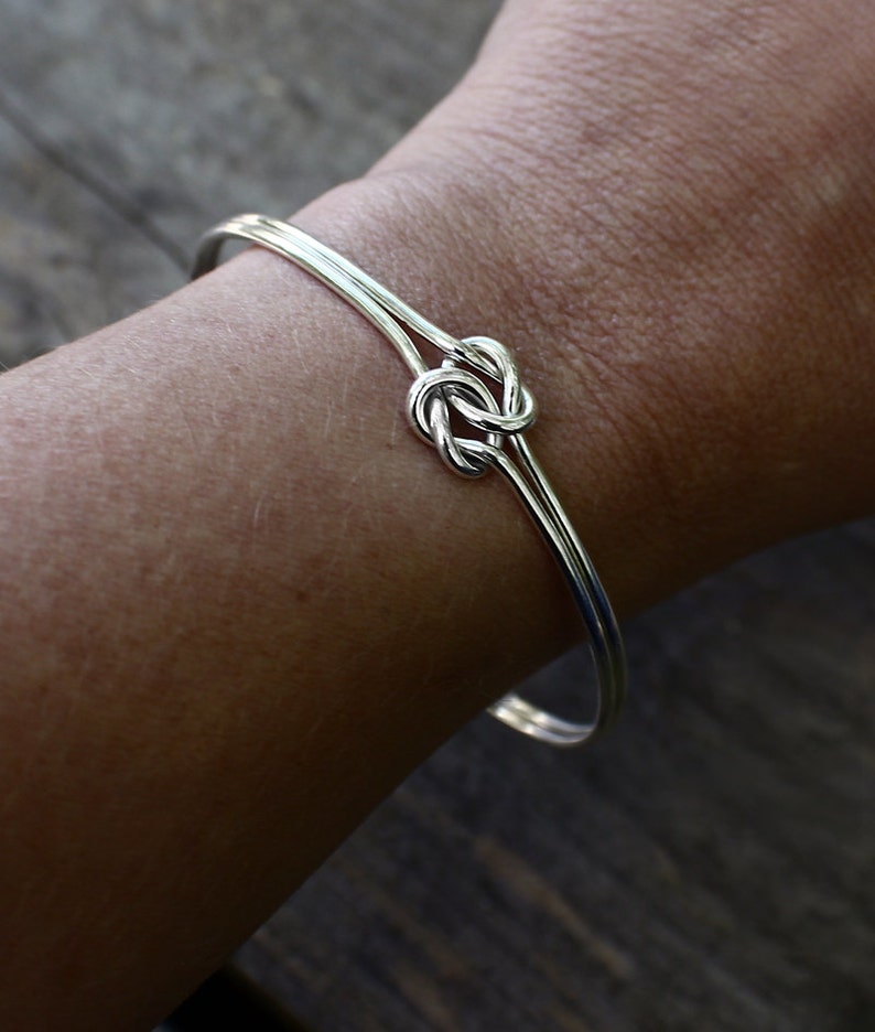 Double Love Knot Cuff Bracelet Sterling Silver Bridesmaid Etsy