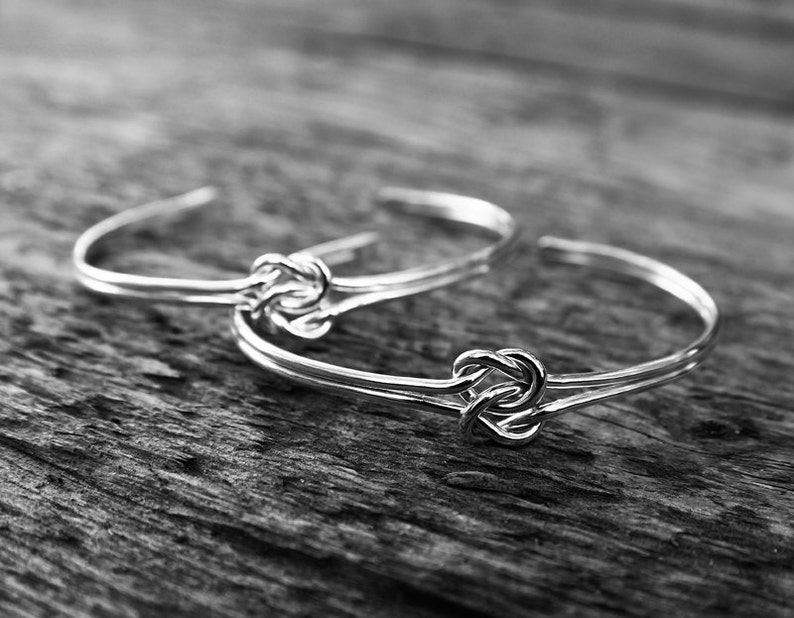 Double Love Knot Cuff Bracelet Sterling Silver Bridesmaid Etsy