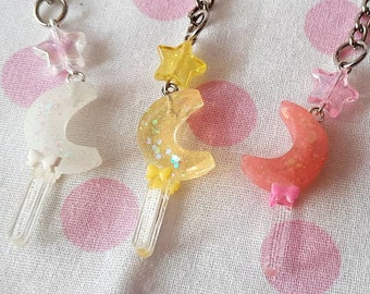 Glittery Moon Wand-bedel: Magical Girl Kawaii-sleutelhanger