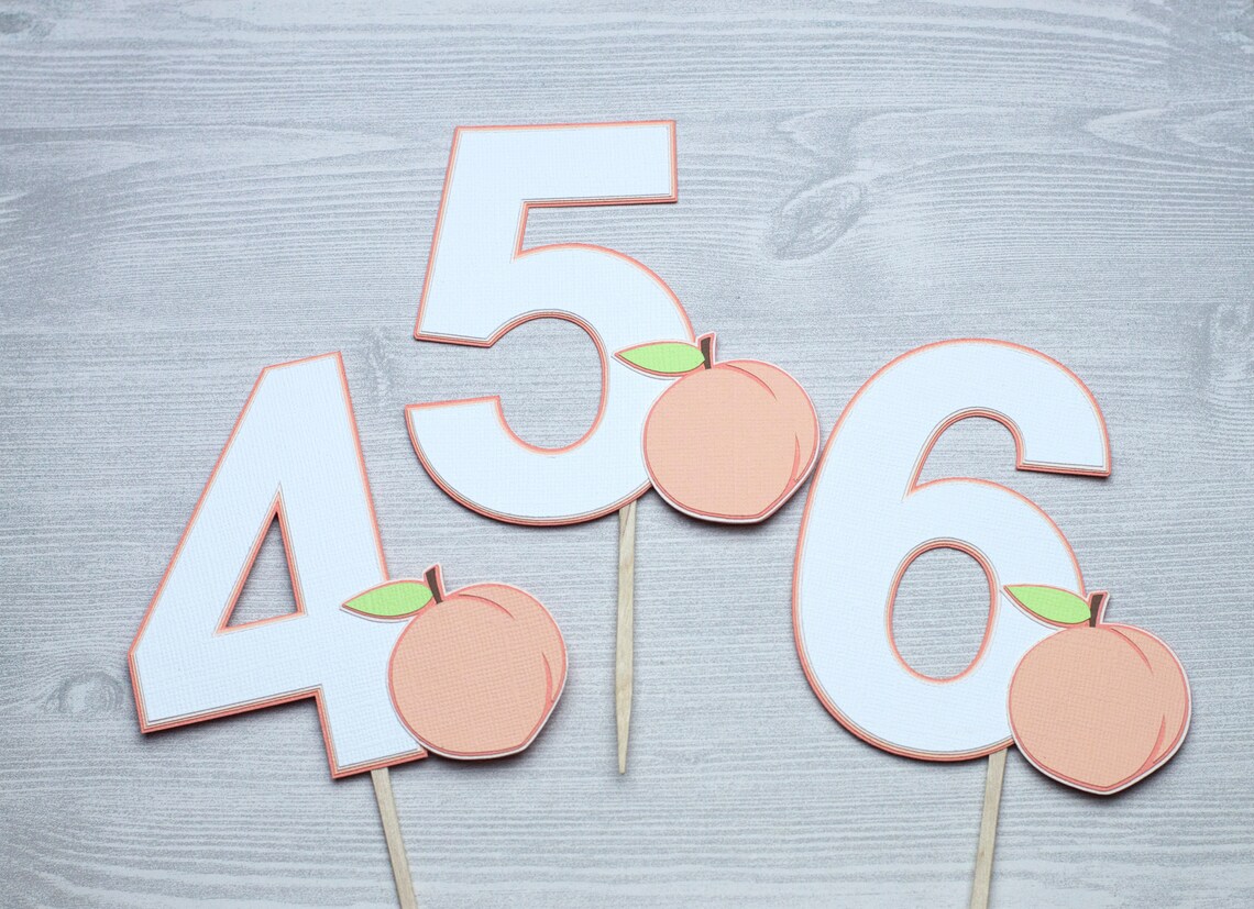 Peach Number Cake Topper Tutti Fruity Sweet as a Peach Etsy