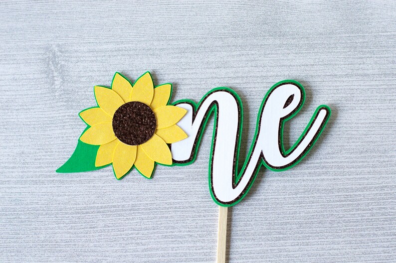 Sunflower One Cake Topper Sunflower 1st Birthday Party Etsy