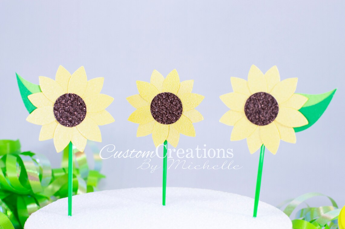12 ct Sunflower Cupcake Toppers Sunflower Baby Shower Food Etsy