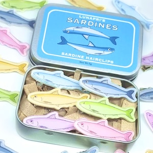 Fermagli per capelli kawaii colorati a forma di sardina