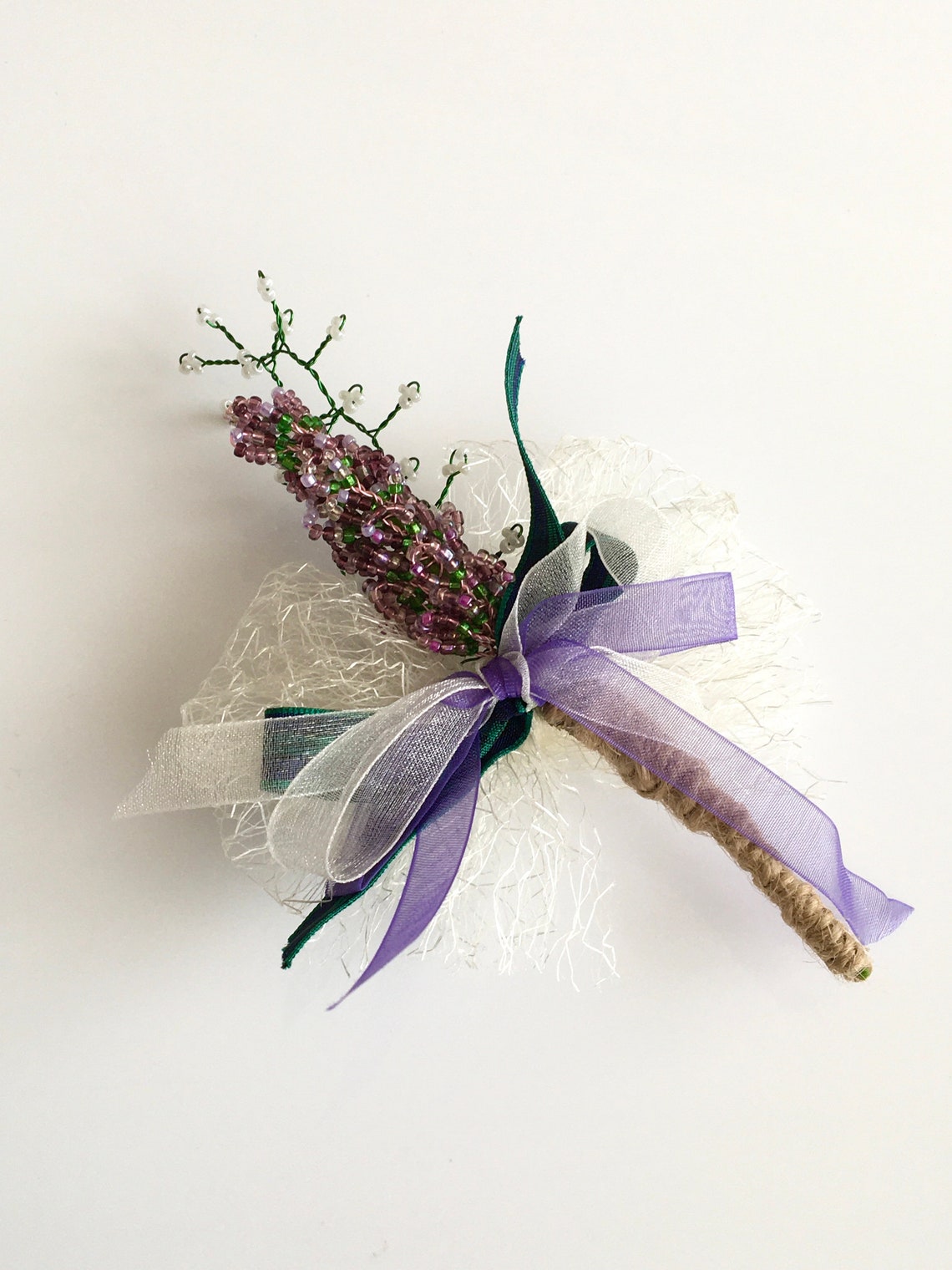Heather Sprig Tulle Wedding Buttonhole Etsy