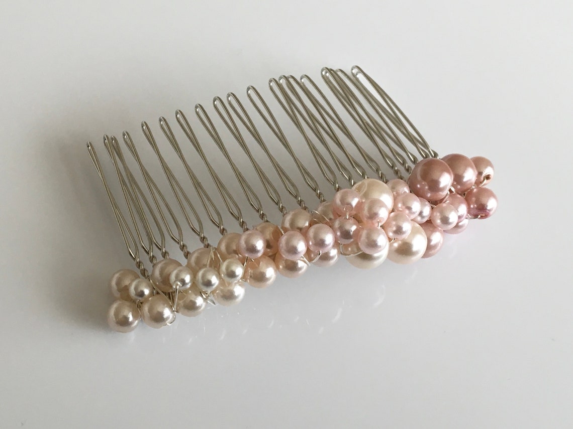 Pink Pearl Ombré Hair Comb Etsy