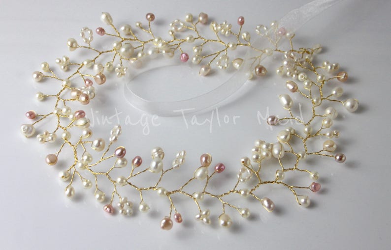 Pastel Freshwater Pearl Bridal Headdress