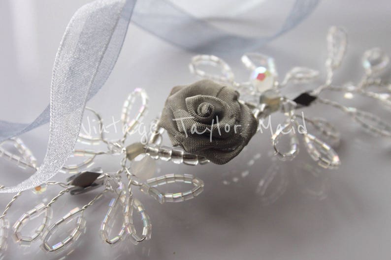 Silver Beaded Wedding Hair Vine
