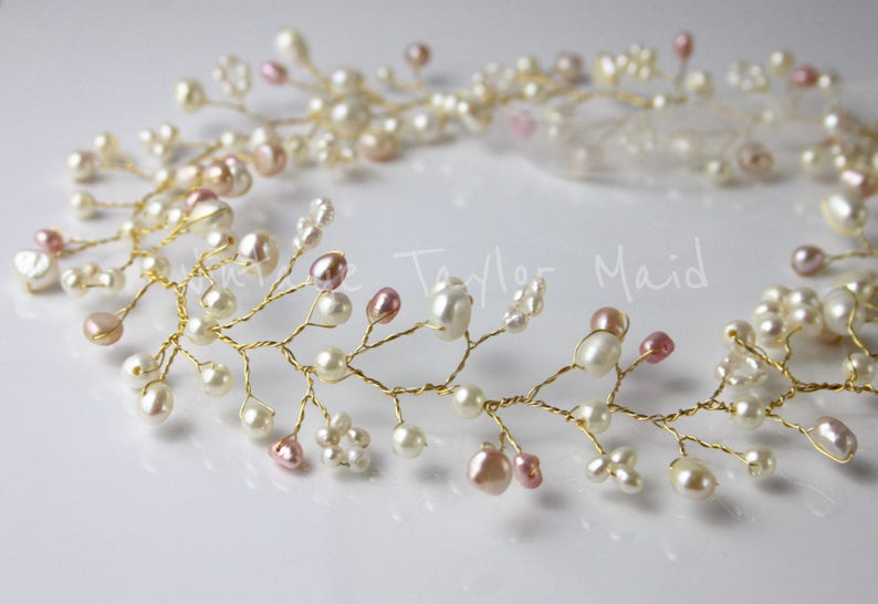 Pastel Freshwater Pearl Bridal Headdress