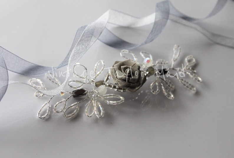 Silver Beaded Wedding Hair Vine