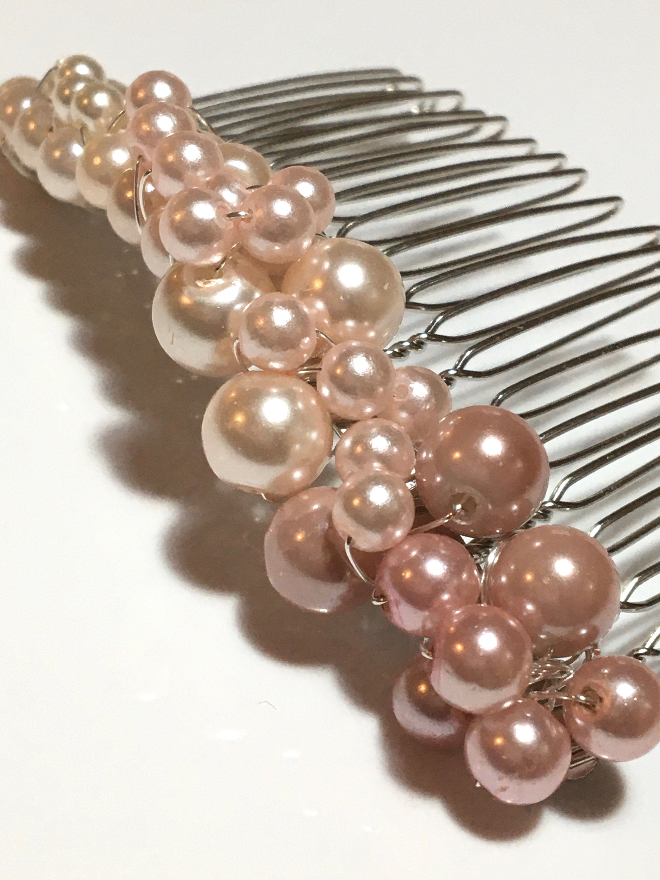 Pink Pearl Ombré Hair Comb Etsy