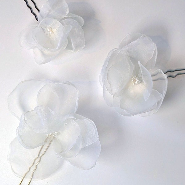 Organza Floral Bridal Hair Pin Set