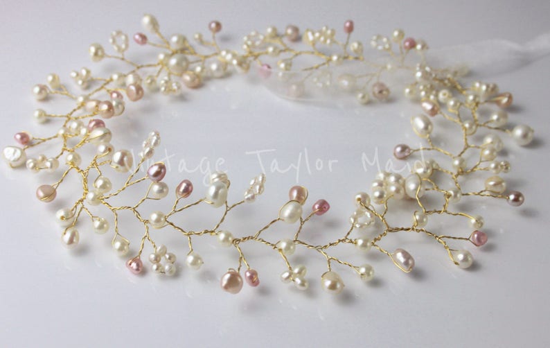 Pastel Freshwater Pearl Bridal Headdress