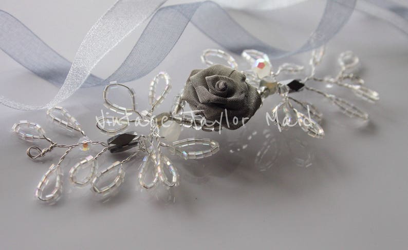 Silver Beaded Wedding Hair Vine