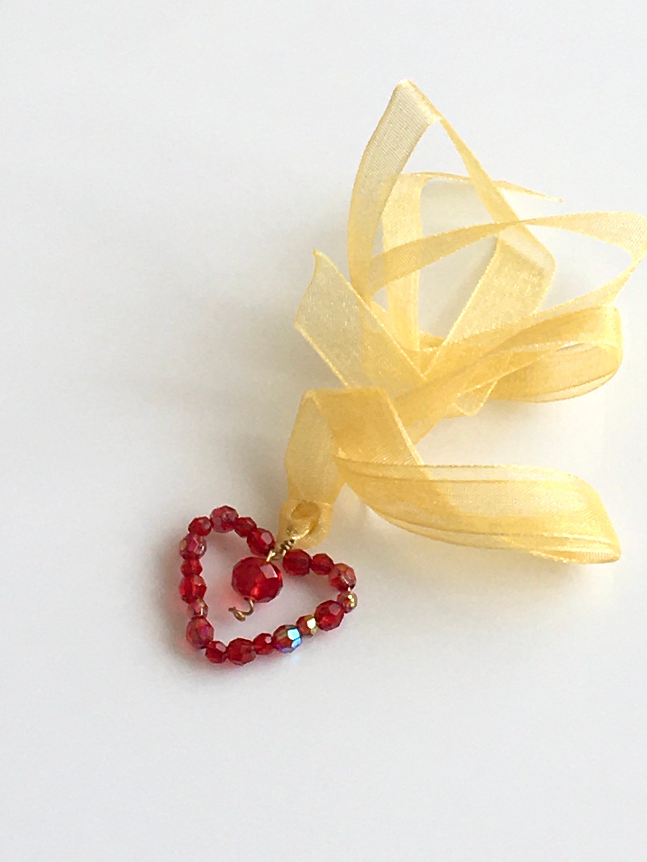 Red Beaded Heart Pendant Etsy