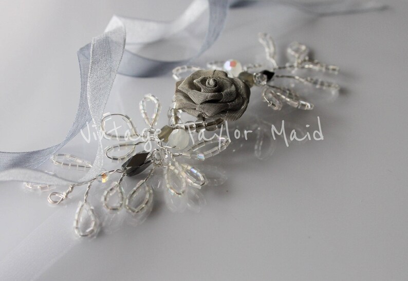 Silver Beaded Wedding Hair Vine