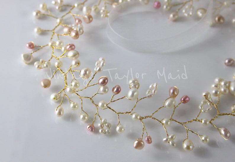Pastel Freshwater Pearl Bridal Headdress
