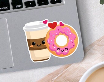 Coffee and Donut Sticker | Best Friend Sticker | Water Bottle Sticker