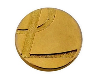 YVES SAINT LAURENT ~ Authentic Vintage Gold Tone Metal Buttons - Price for 1 Button - Inscription Logo Monogram