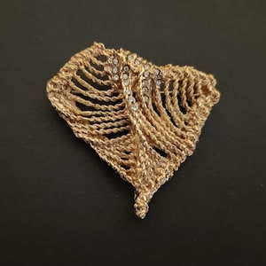 CHRISTIAN LACROIX ~ Authentic Vintage Gold Plated Heart Brooch/Pendant - Clear Crystal Swarovski Rhinestones - CL