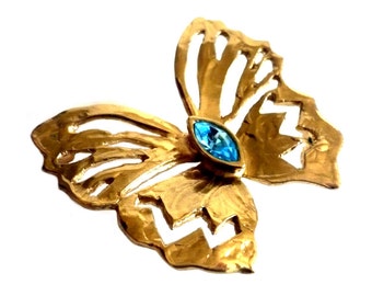 YVES SAINT LAURENT ~ Authentic Vintage Butterfly Gold Plated Brooch