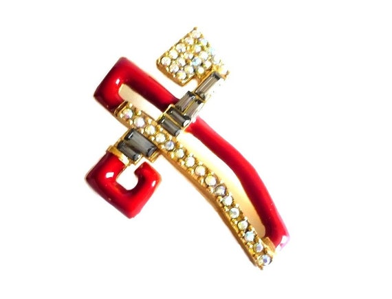 CHRISTIAN LACROIX ~ Authentic Vintage Red Enamel … - image 1