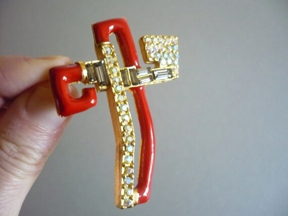 CHRISTIAN LACROIX ~ Authentic Vintage Red Enamel … - image 2