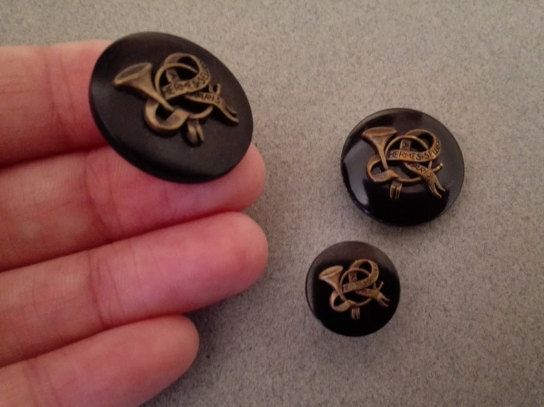 HERMES Authentic Vintage Black Hunting Horns Buttons Price Etsy