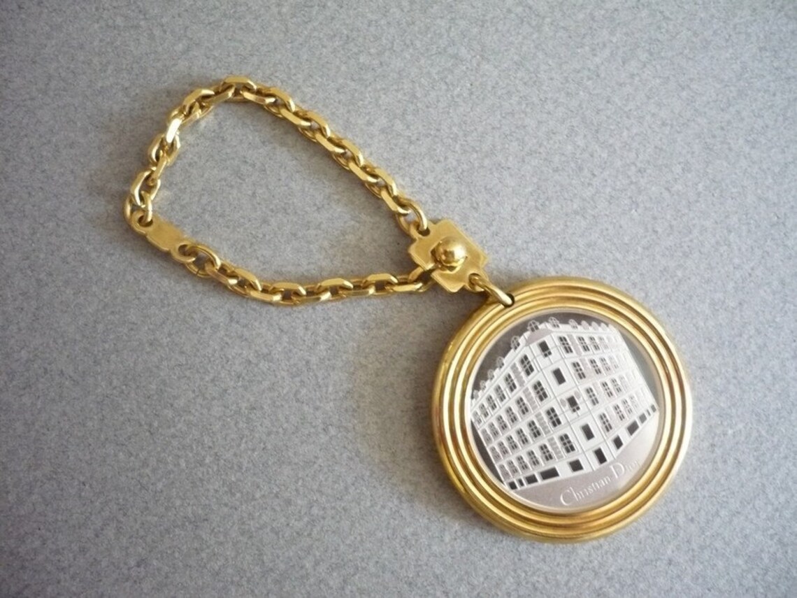 CHRISTIAN DIOR Authentic Vintage Gold Plated Key Ring/Bag Etsy