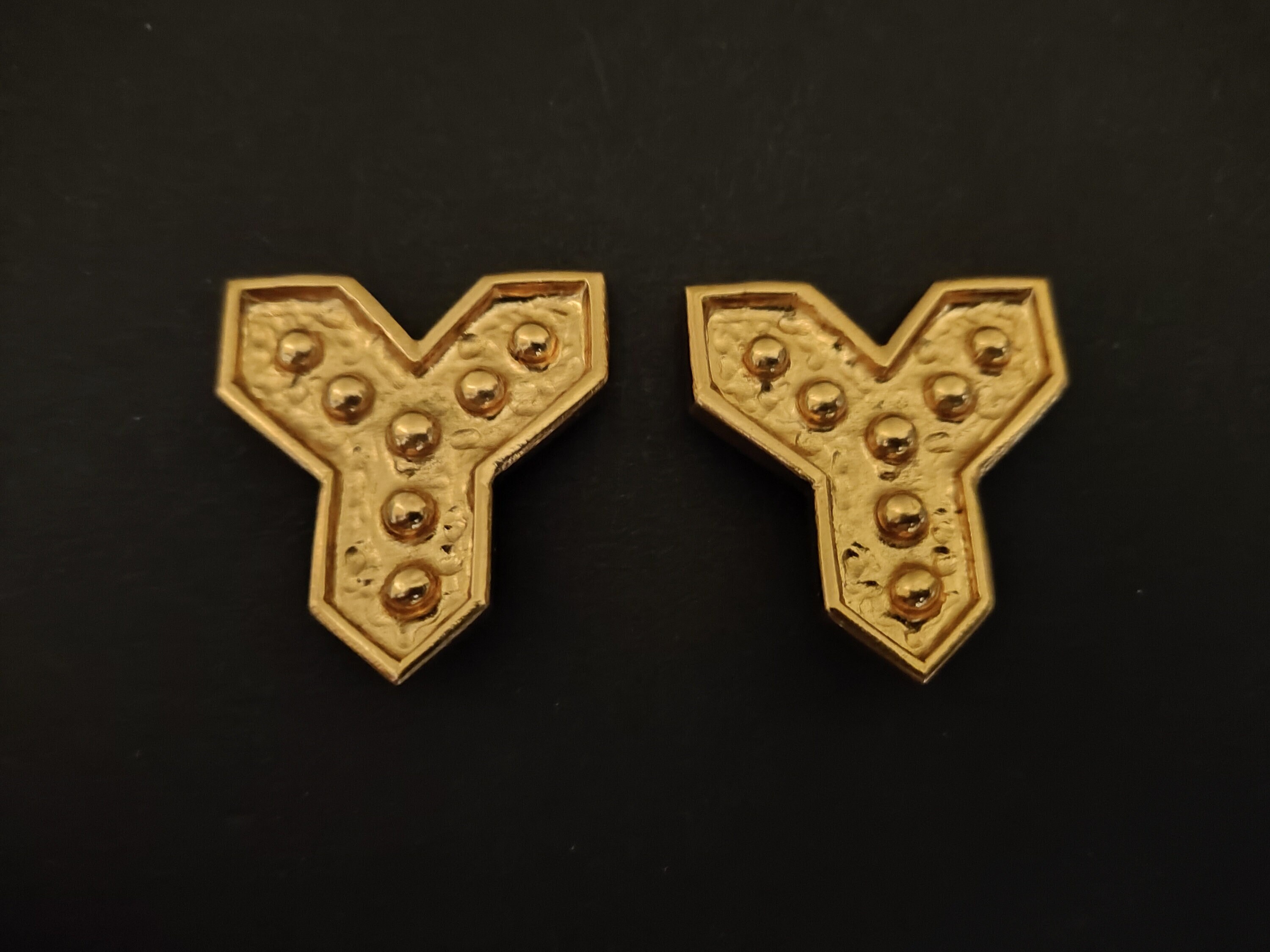 YVES SAINT LAURENT ~ Authentic Vintage Gold Plated Clip-On Earrings