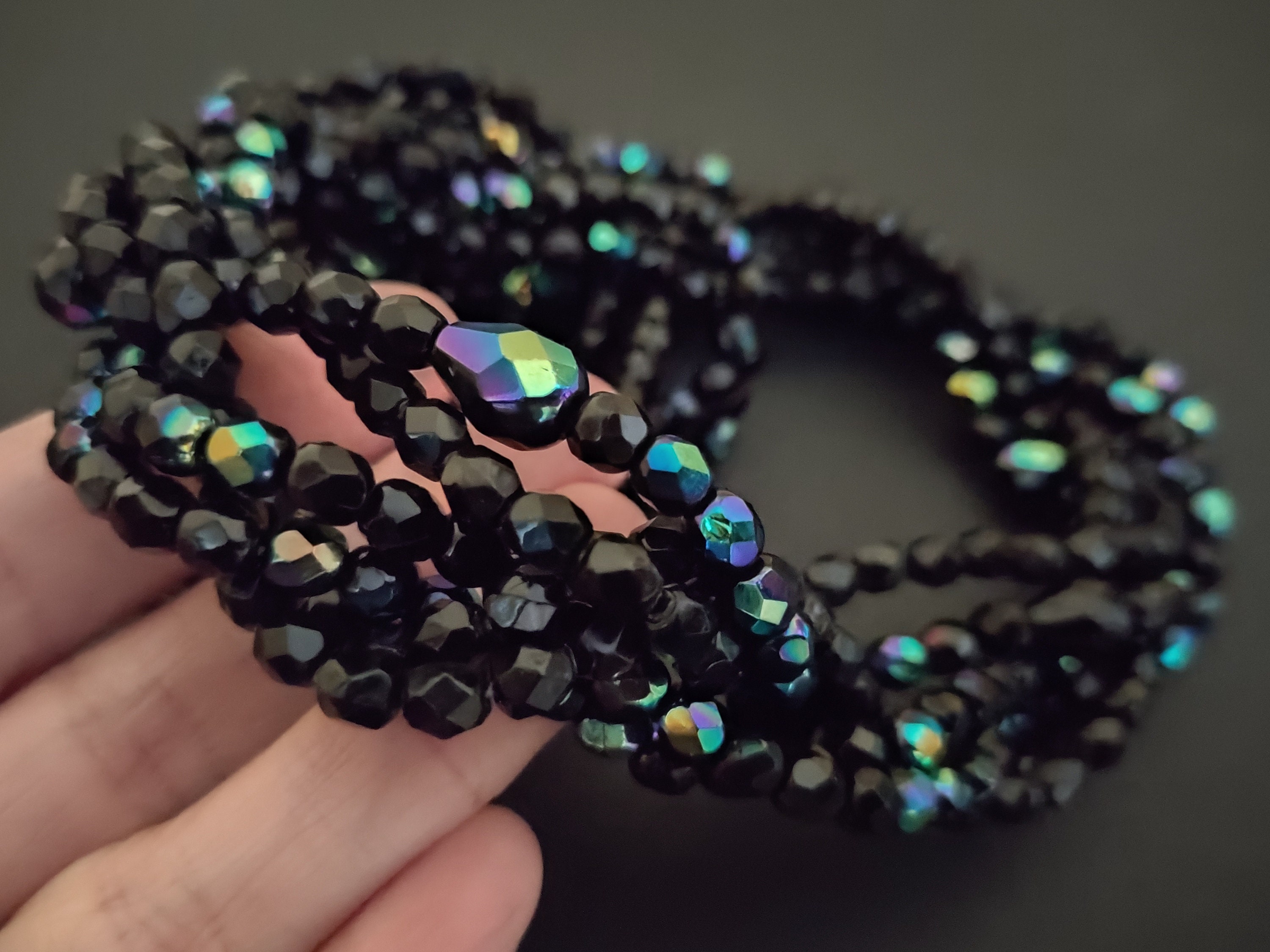 GIVENCHY ~ Authentic Vintage Iridescent Black Beads/Pearls Necklace/Choker
