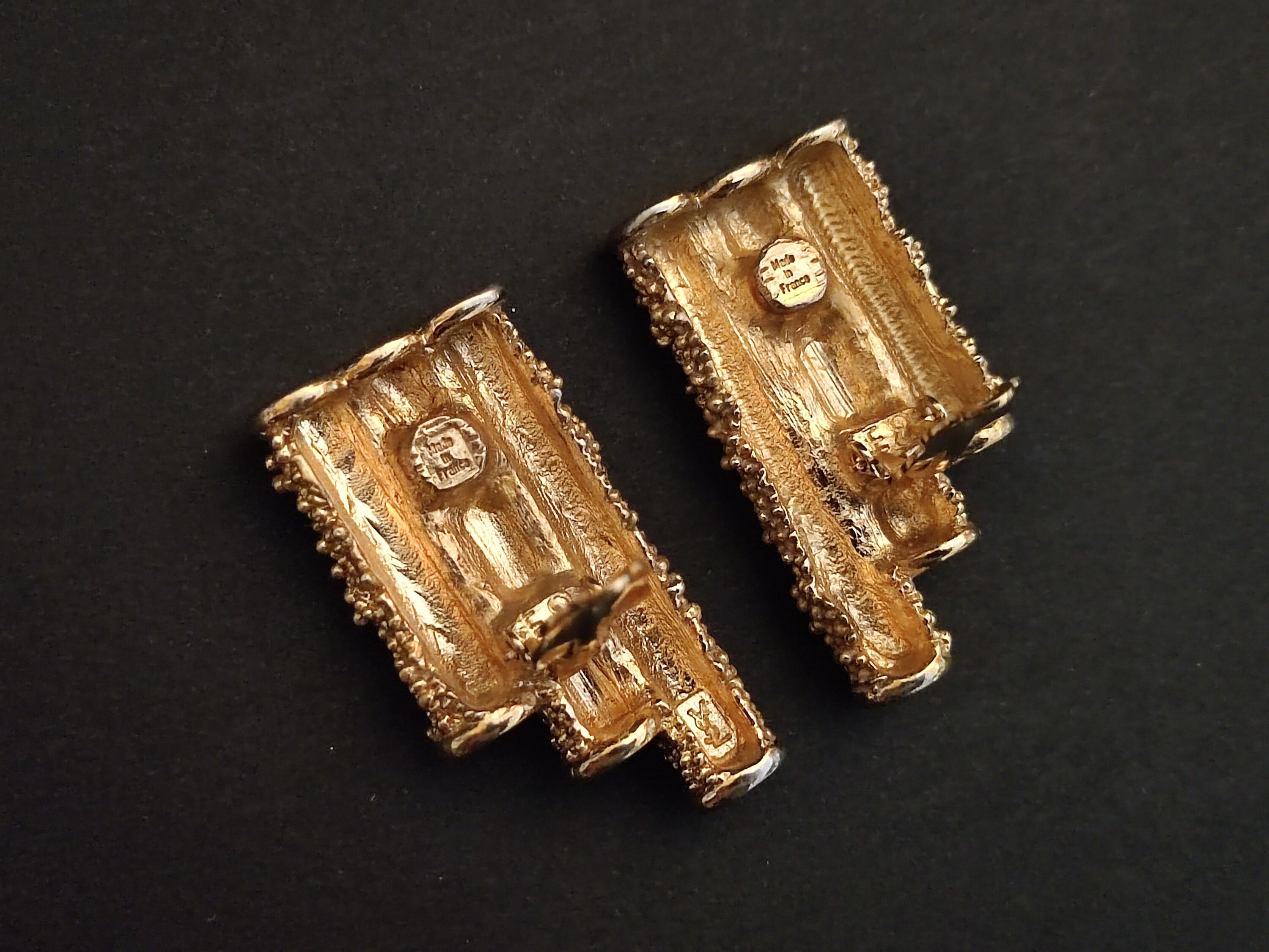 YVES SAINT LAURENT ~ Authentic Vintage Gold Plated Textured
