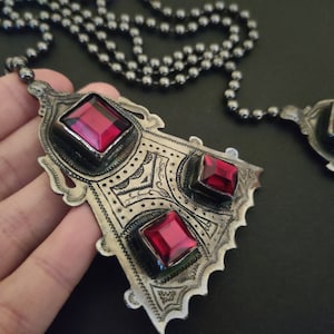 JP GAULTIER ~ Authentic Vintage Ethnic Tribal Long Necklace/Chain/Lariat - Rhinestones Crystal Swarovski