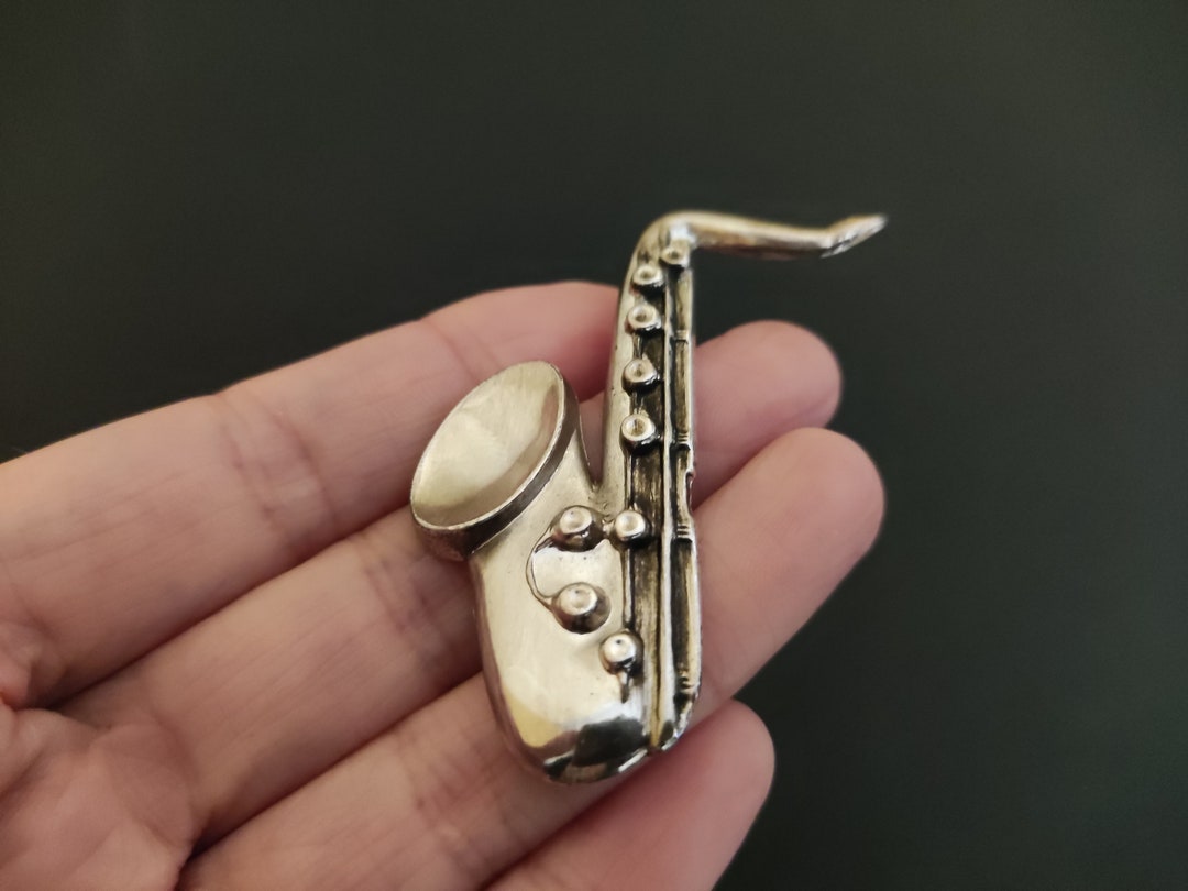 YVES SAINT LAURENT ~ Authentic Vintage Silver Tone Saxophone