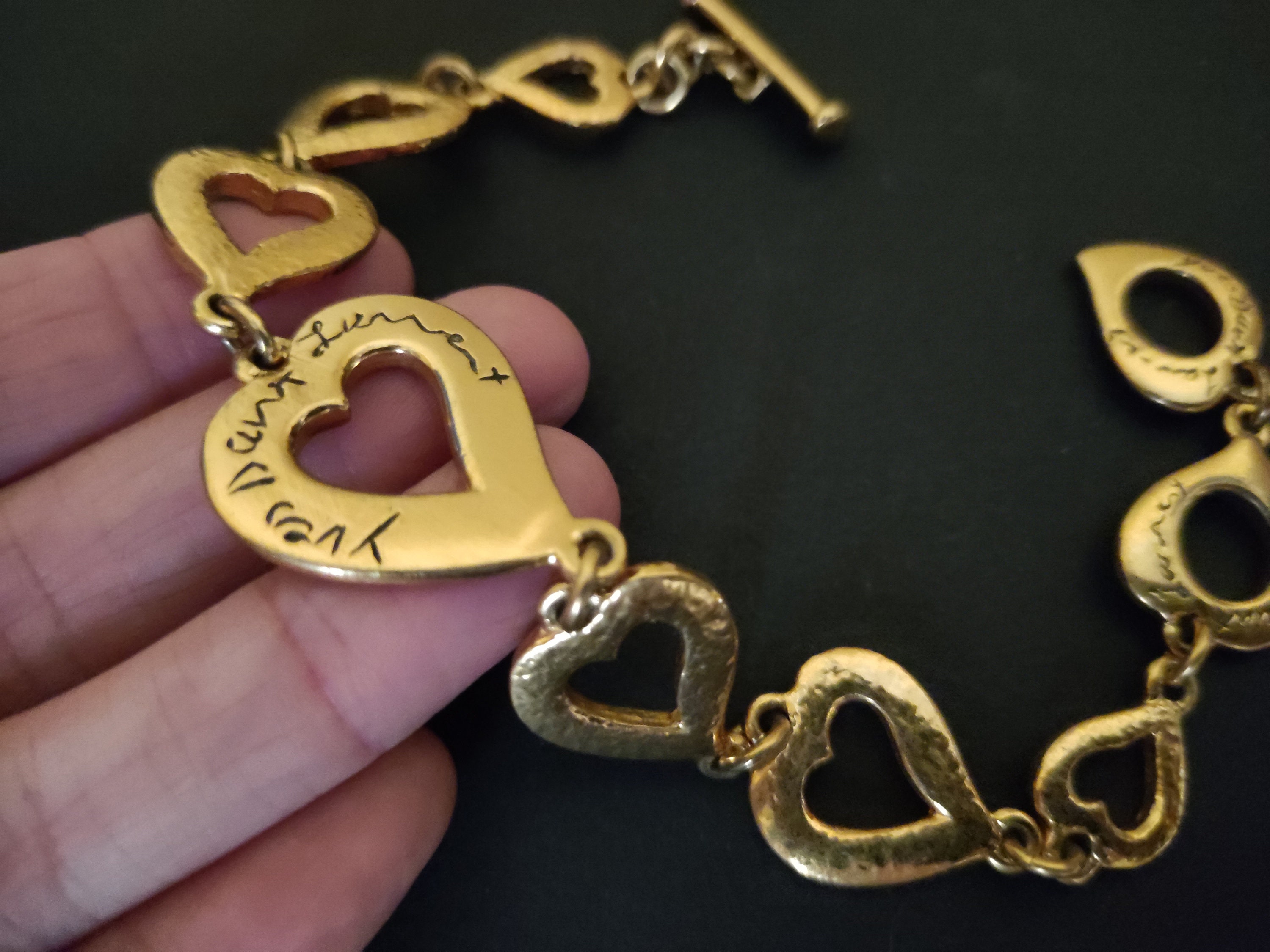 イヴサンローラン　ヴィンテージ　ゴールド ハートモチーフ ブレスレット Yves Saint Laurent】イヴサンローラン『ハートモチーフ ブレス