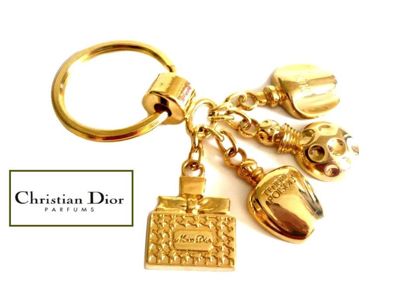 CHRISTIAN DIOR Authentic Vintage Gold Plated Key Ring/Bag Etsy