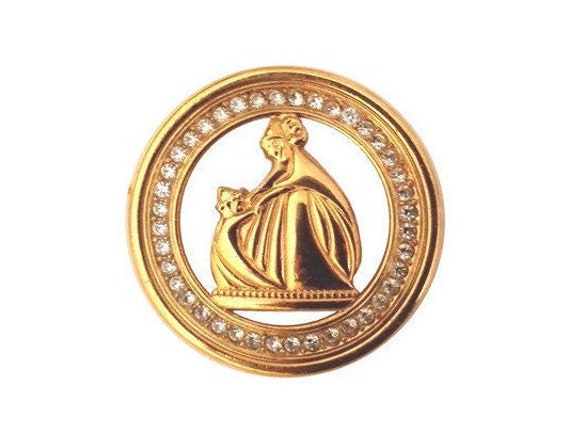 LANVIN ~ Authentic Vintage Gold Plated Brooch - M… - image 1
