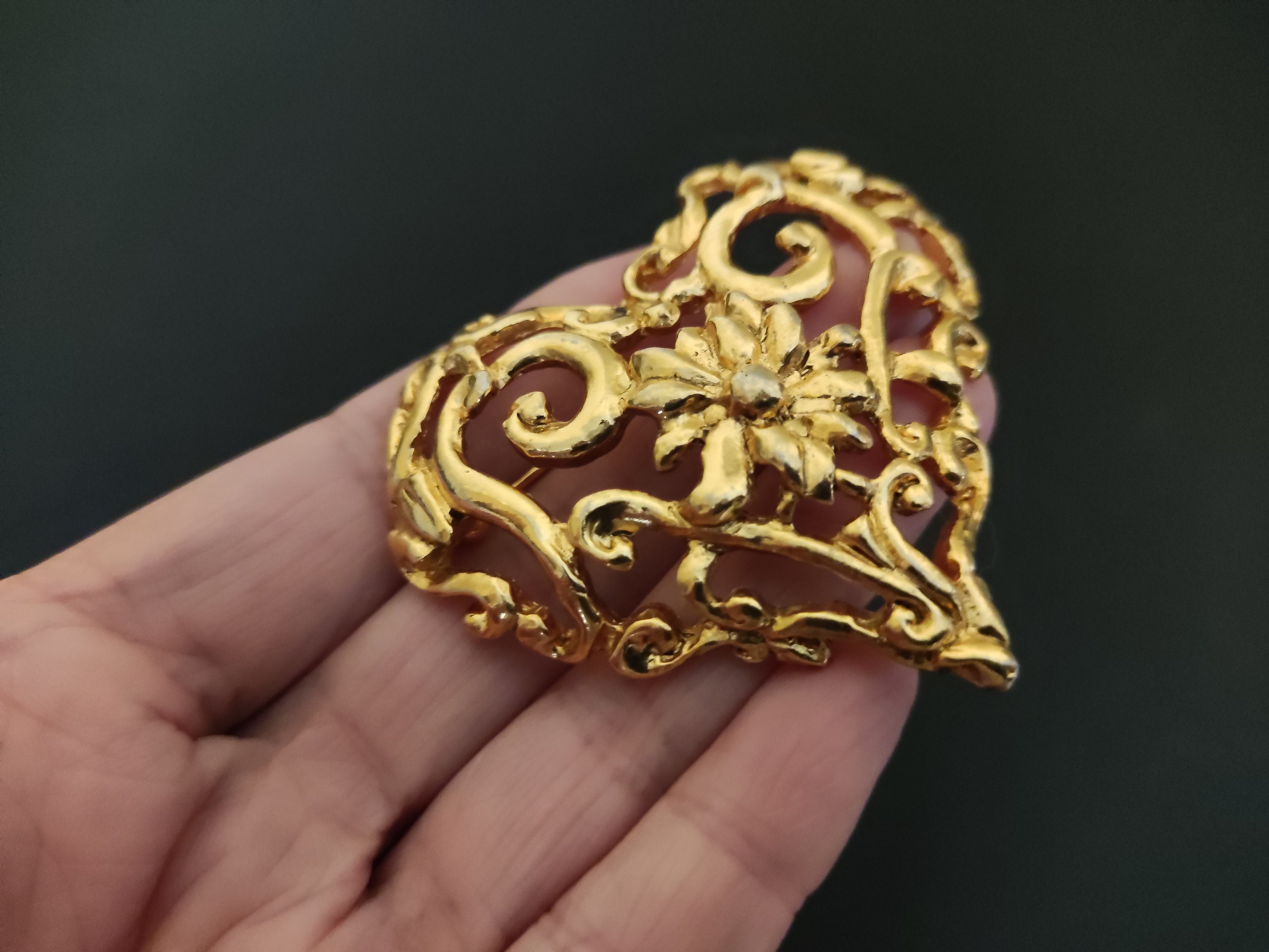CHRISTIAN LACROIX ~ Authentic Vintage Gold Plated Flowery