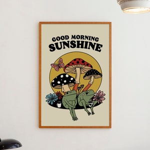 Love Print Frog Wall Art Retro Print Illustration Poster Groovy Decor Good Morning Sunshine WITHOUT FRAME