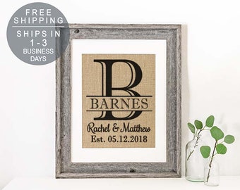 Burlap Bridal Shower Gift for Bride Gift Personalized Wedding Gift for Couple Bridal Shower Decor Wedding Shower Gift Mr Mrs Wedding Sign