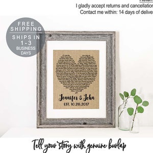 First Dance Song Lyrics Wedding Gift First Anniversary Gift for Her First Year Wedding Anniversary Gift 1 Year Anniversary Gift for Her image 1