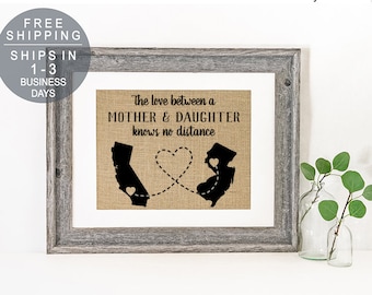 Personalized State Art Long Distance Mother Daughter Gift Mother's Day Gift from Daughter Gift for Mom Gift Long Distance Home State Gifts