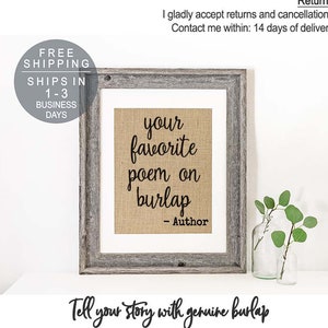 Custom Poem Print on Burlap, Custom Poem Print, Personalized Poem Print, Poem, 1st Anniversary Gift, Girlfriend Gift, Boyfriend Gift, Verse