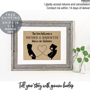 Personalized State Art Long Distance Mother Daughter Gift Mother's Day Gift from Daughter Gift for Mom Gift Long Distance Home State Gifts