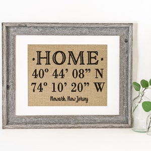 Our First Home, Coordinates Sign, Personalized Housewarming Gift, Latitude Longitude Sign, Gift for Newlyweds, House Warming Gift, Home Sign image 2