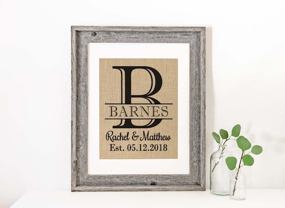 Wedding Gift Rustic Couple Gift Anniversary Gift Farmhouse PERSONALIZED MONOGRAM PRINT: Family Name Print Engagement Initial Print