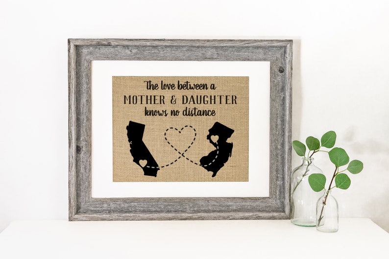 Personalized State Art Long Distance Mother Daughter Gift Mother's Day Gift from Daughter Gift for Mom Gift Long Distance Home State Gifts image 2