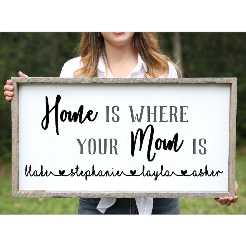 Home is where your mom is Mother Day Sign Wood Sign Mothers Day Gift For Mom Gifts for mothers Gifts for women Birthday gift for mom gift image 1