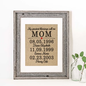 Personalized Mothers Day Gift For Mom From Daughter Framed Burlap Print Rustic Home Decor Mom Gift Mother Day Gift Mother Daughter Gift image 2